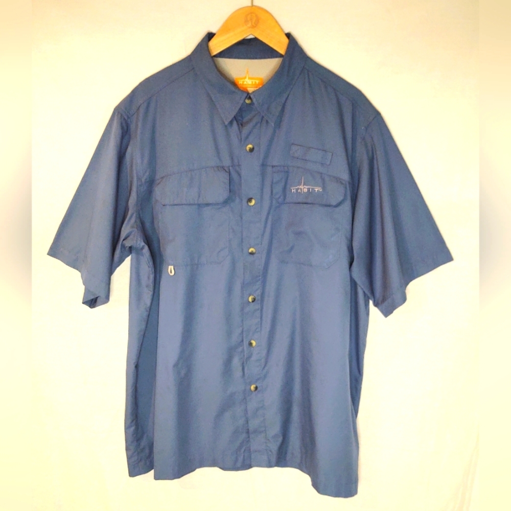 Habit Button Up Shirt Mens L Fish Hike